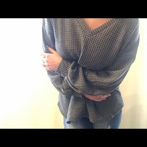 BiBi Thermal Corded Edge Detail V Neck with Thumb Open
